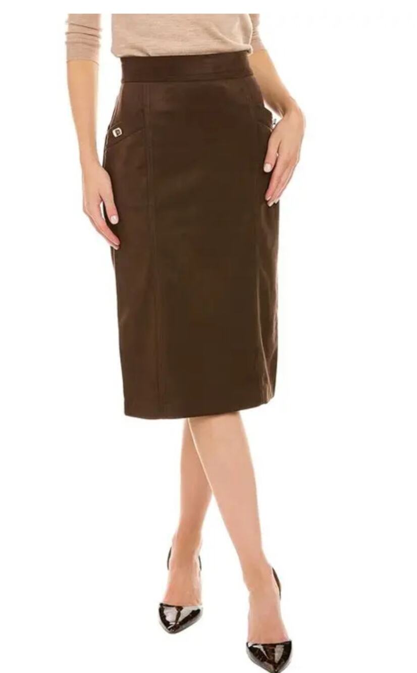 J McLaughlin Rowena Skirt Mocha Chocolate Brown Faux Suede 4